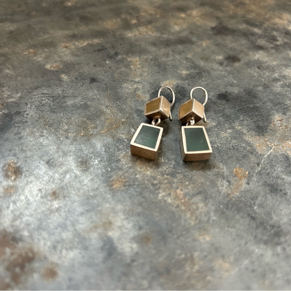 MCM vintage sterling silver sea glass earrings - Picture 3 of 8